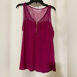 Express | Magenta Lace-solid blouse